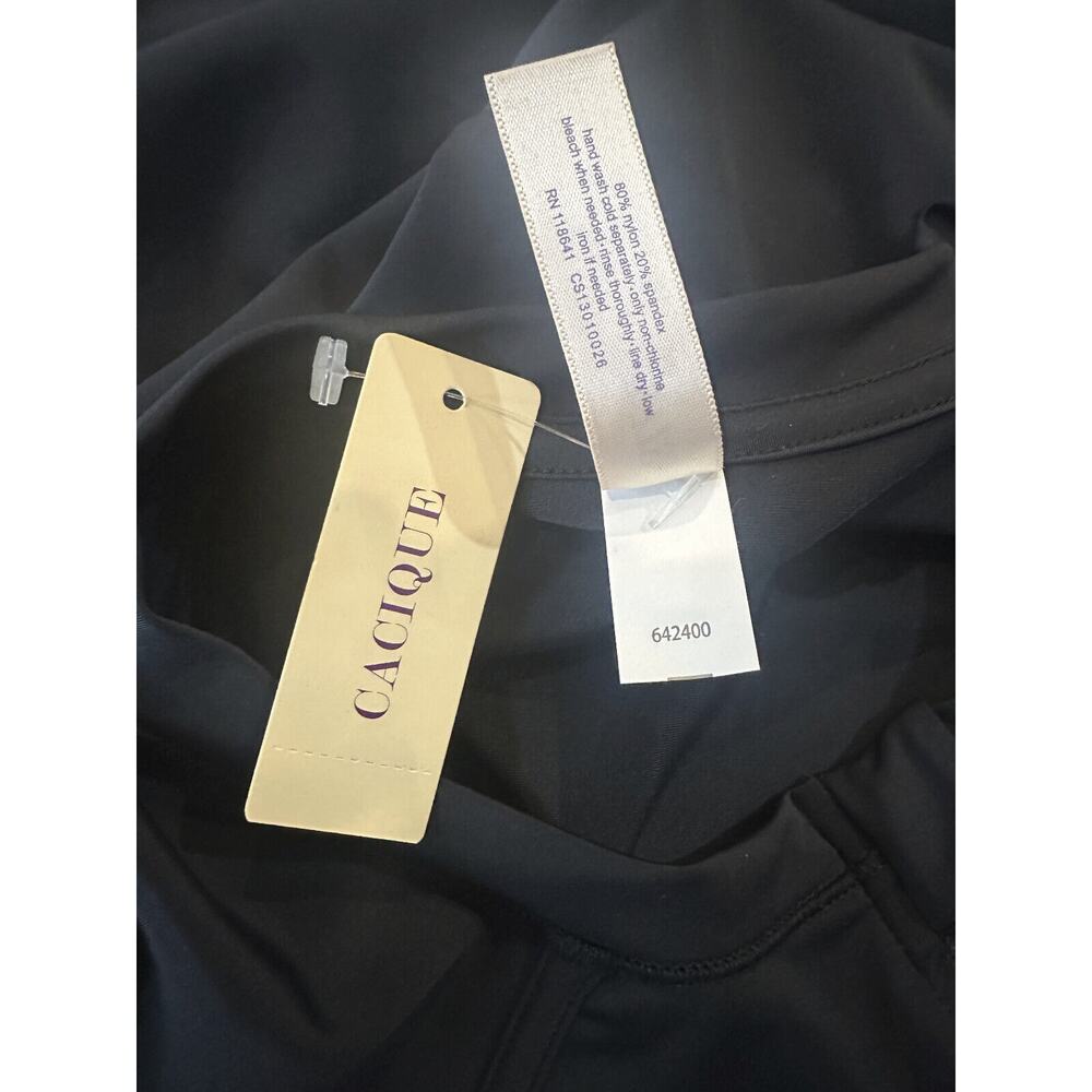 NWT Swim By Cacique Lane Bryant Rashguard Top Quarter Zip BLK Plus Size 18/20 1X - Picture 9 of 11